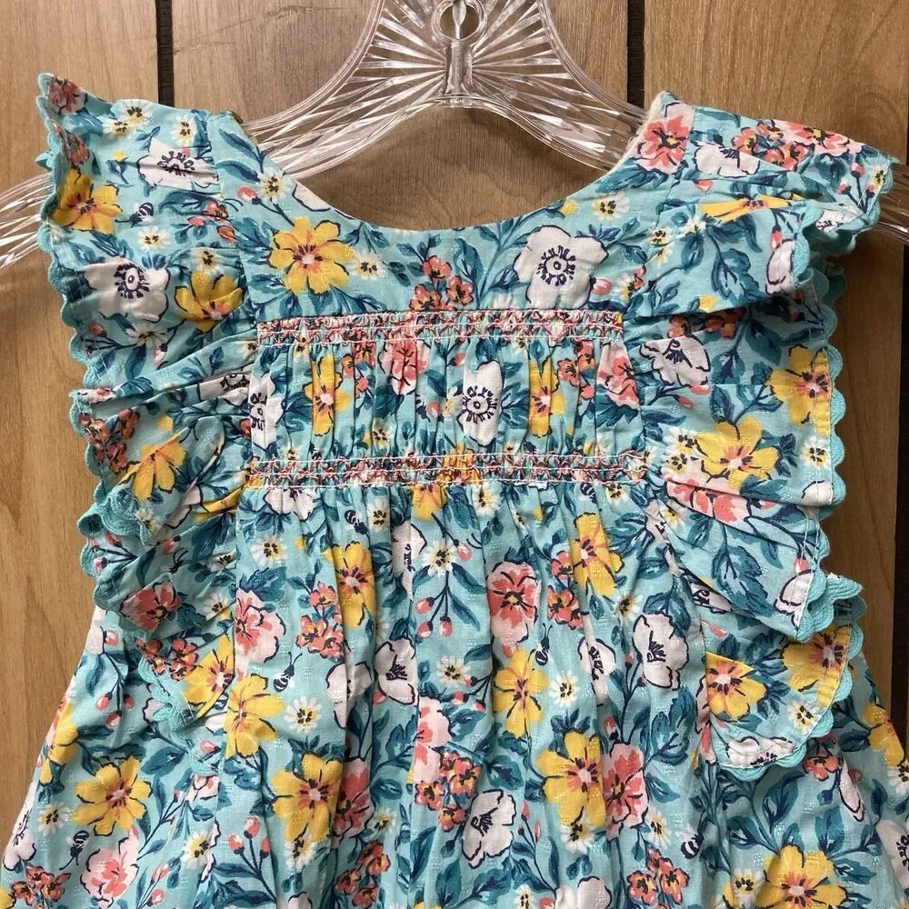 NWT TOMMY BAHAMA blue multicolor floral flutter sleeves baby girl dress 24M